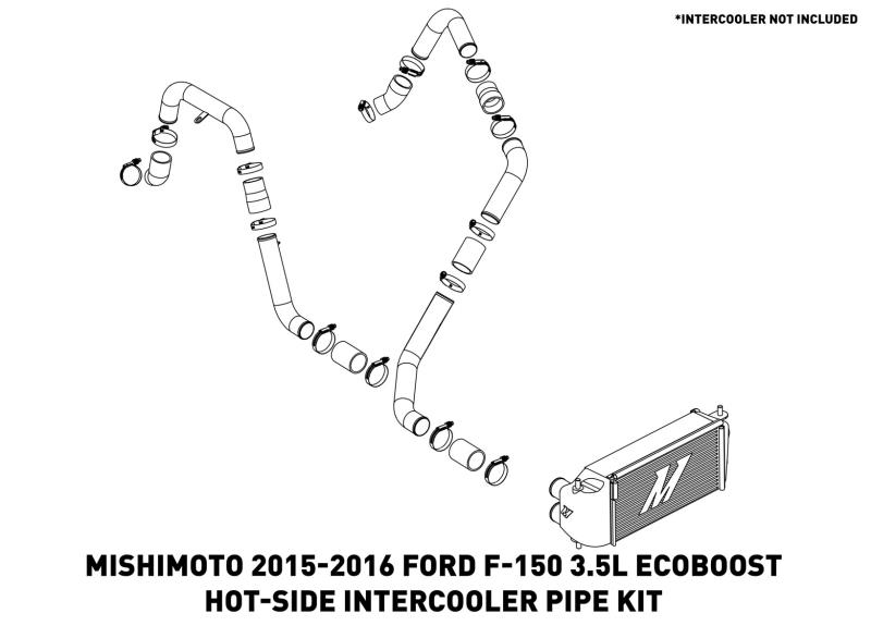 15-16 Ford F150 3.5L Ecoboost Hot-Side Intercooler Pipe Kit Performance Products Mishimoto design