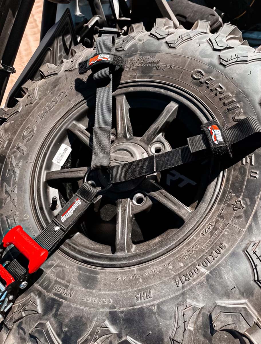 1.5" 3-Point Spare Tire Tie-Down w/ Swivel Hooks Speedstrap display