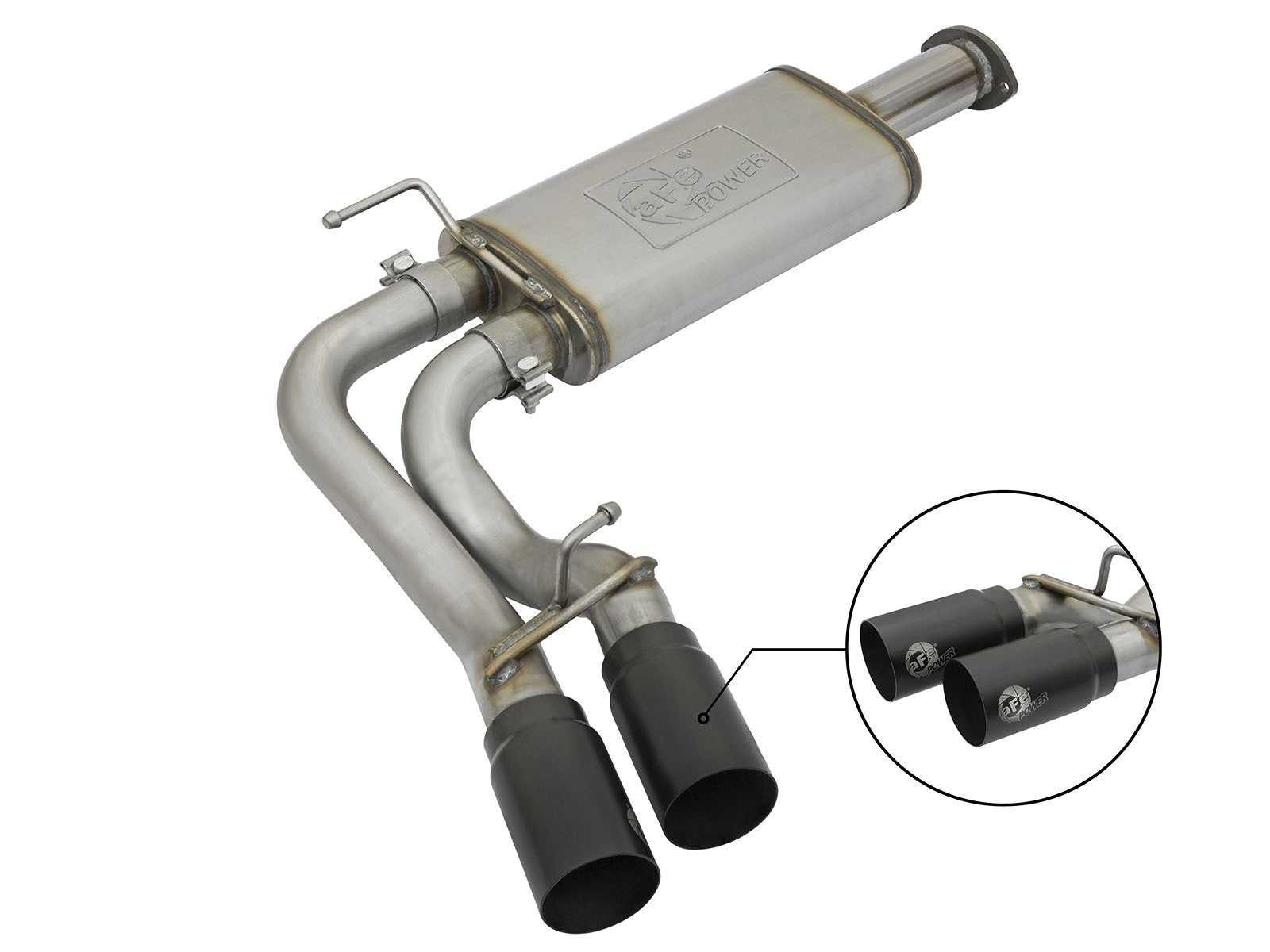 '16-23 Toyota Tacoma 3"-2 1/2" Rebel Series Middle-Side Exit Exhaust System w/Black Exhaust Tip AFE Power display