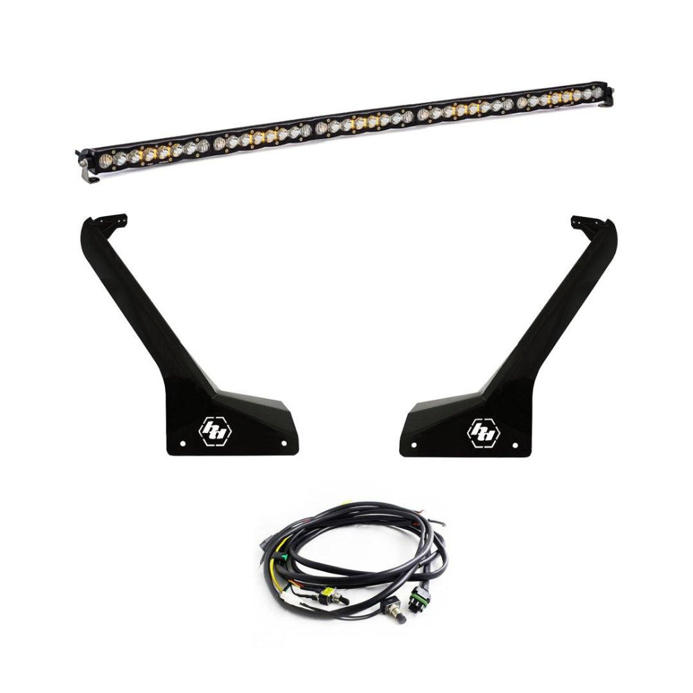 '18-23 Jeep JL 50" S8 Roof Bar Kit Lighting Baja Designs Display of Included Parts 