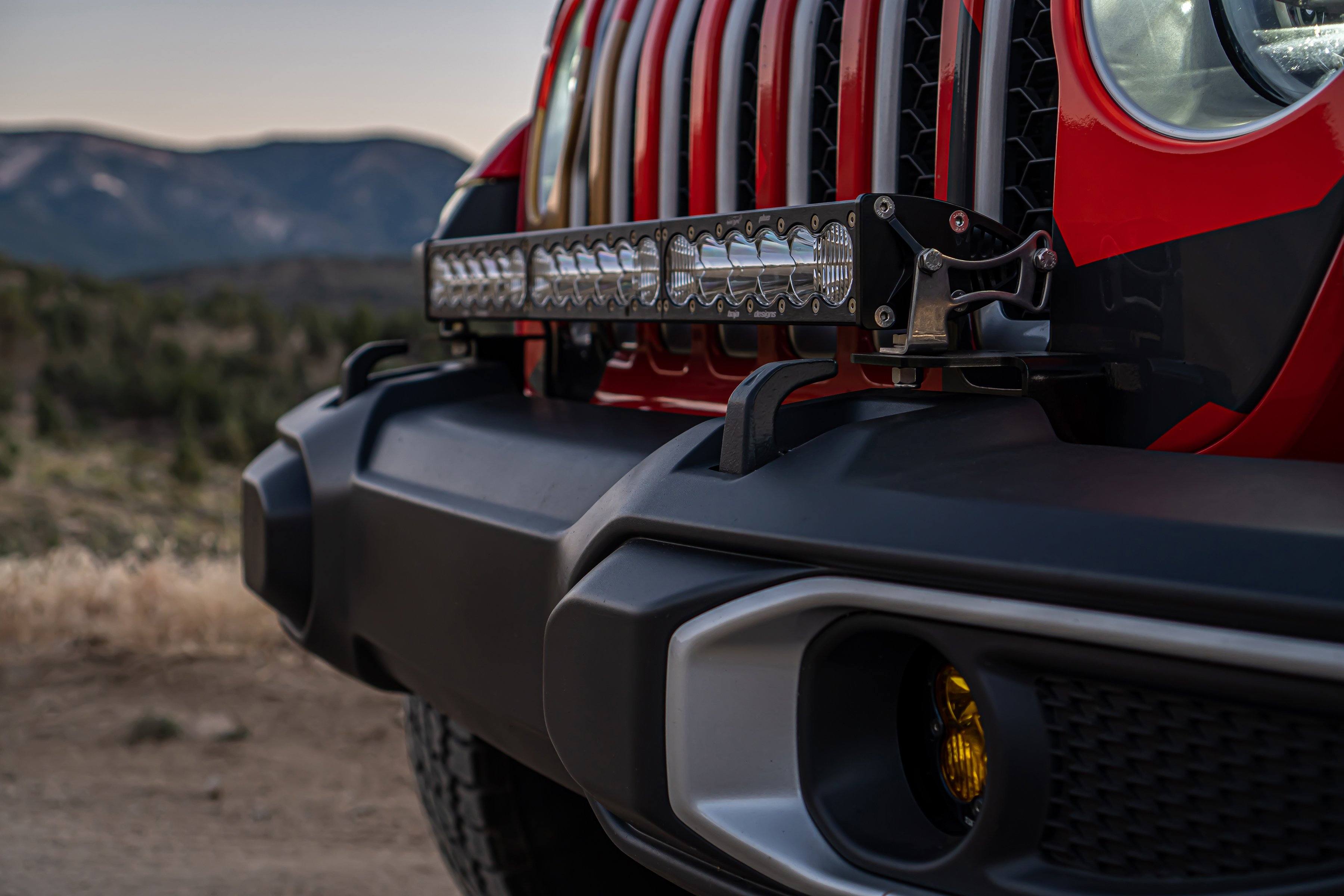 '18-23 Jeep JL Bumper 30" ONX6+ LED Light Kit Lighting Baja Designs close-up