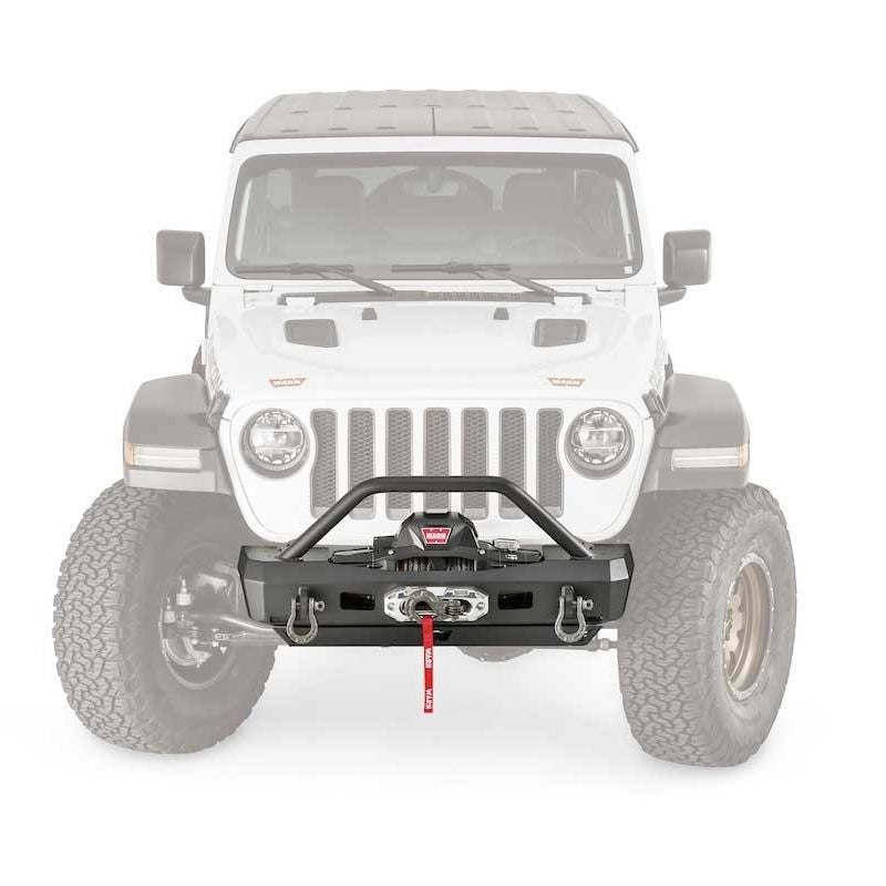 '18-23 Jeep JL Elite Series Stubby Bumper With Bullbar Warn Industries (front view)