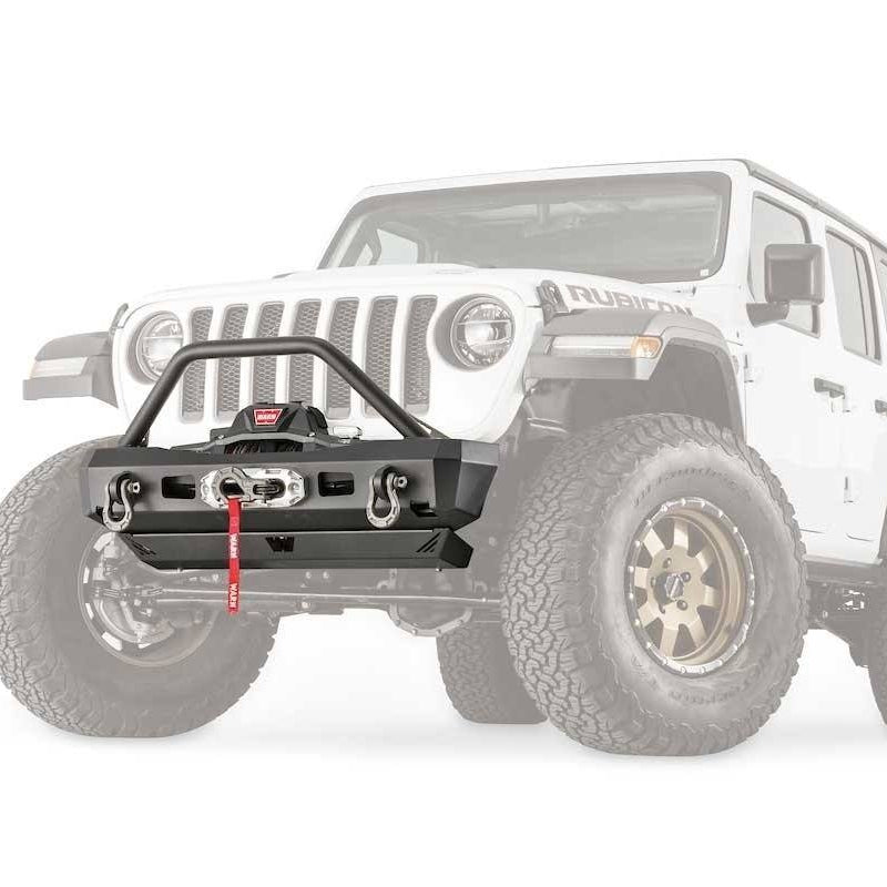 '18-23 Jeep JL Elite Series Stubby Bumper With Bullbar Warn Industries display