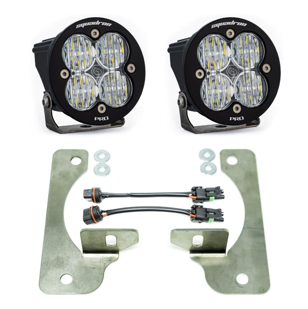 '18-22 Jeep JL Fog Light Pocket Kit Lighting Baja Designs Jeep Rubicon Squadron Pros Display of Included Parts 