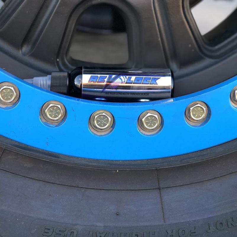 188 Blue High Strength Threadlock Revlock Race Supplies display