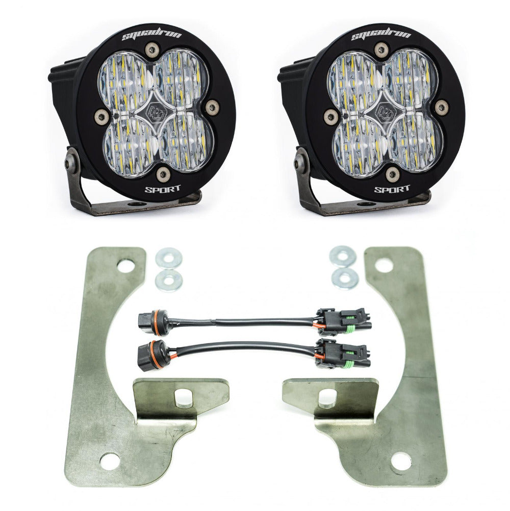 '20-22 Jeep JT Gladiator Fog Light Pocket Kit Lighting Baja Designs Display of Included Parts 