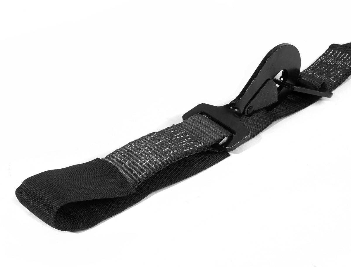 2" x 10' Ratchet Tie Down w/ Twisted Snap Hooks & Axle Strap Combo (Black) Speedstrap close-up