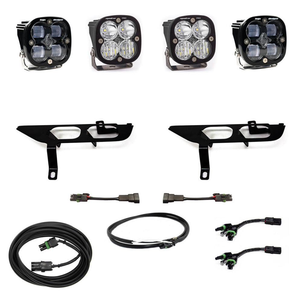 '21-22 Ford F150 Baja Designs Squadron Pro Fog Light Pocket Kit Lighting Baja Designs Display of Included Parts 