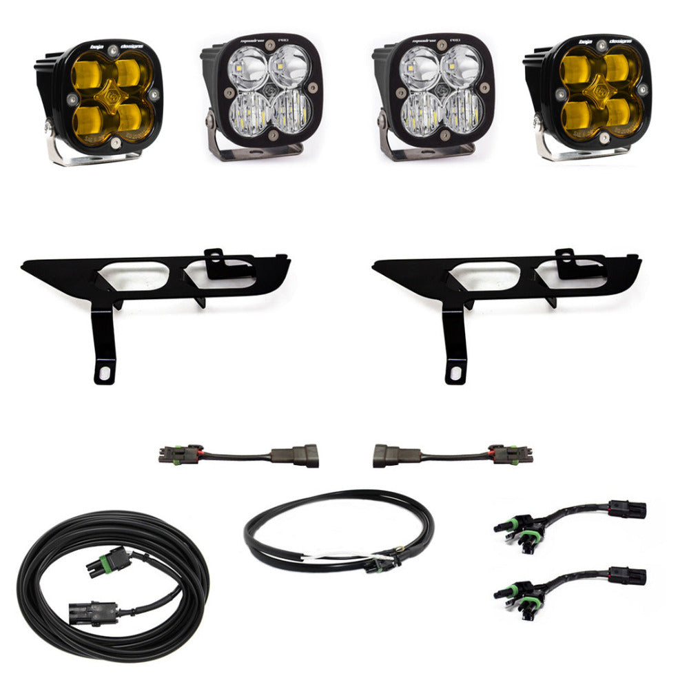 '21-22 Ford F150 Baja Designs Squadron Pro Fog Light Pocket Kit Lighting Baja Designs Display of Included Parts 