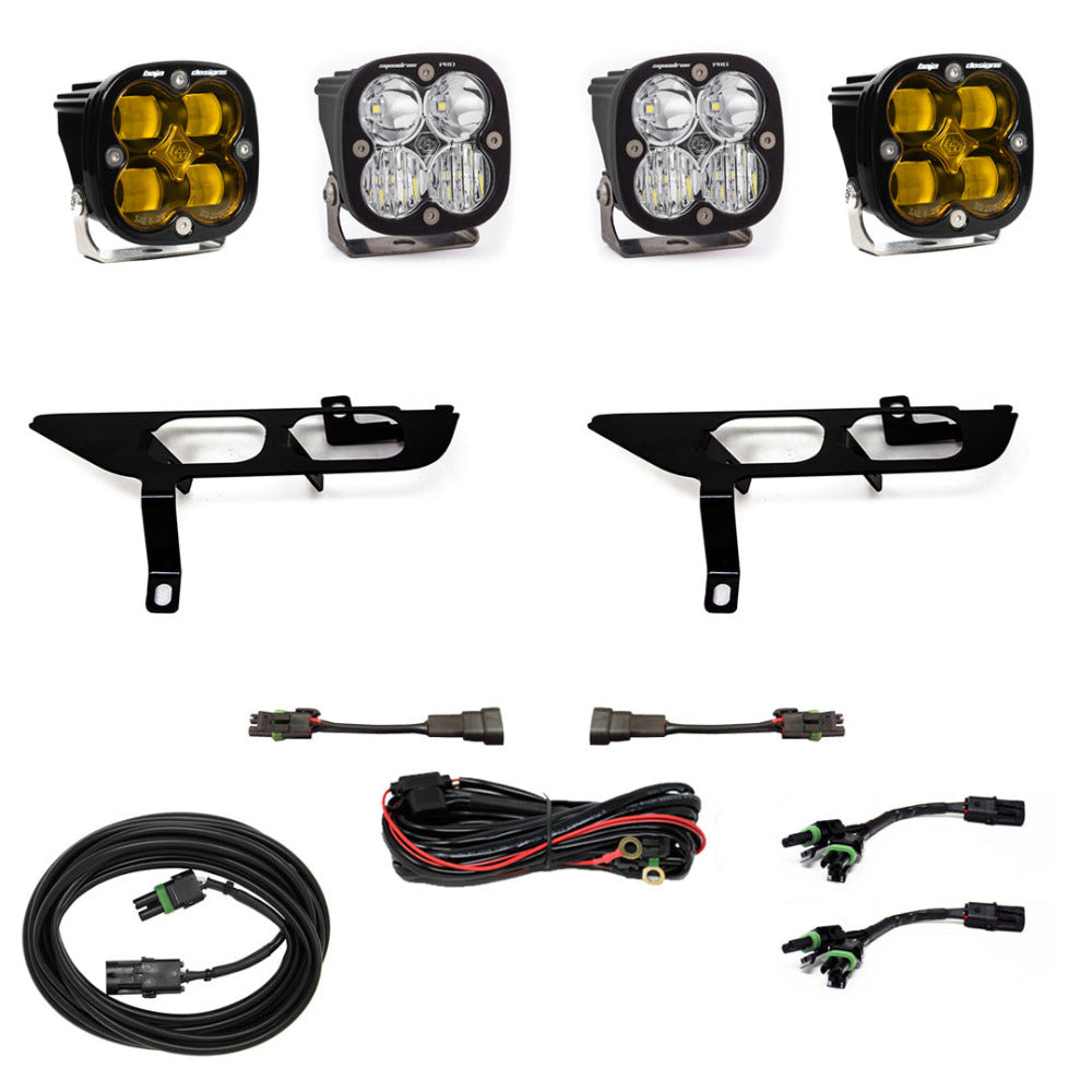 '21-22 Ford F150 Baja Designs Squadron Pro Fog Light Pocket Kit Lighting Baja Designs Display of Included Parts 