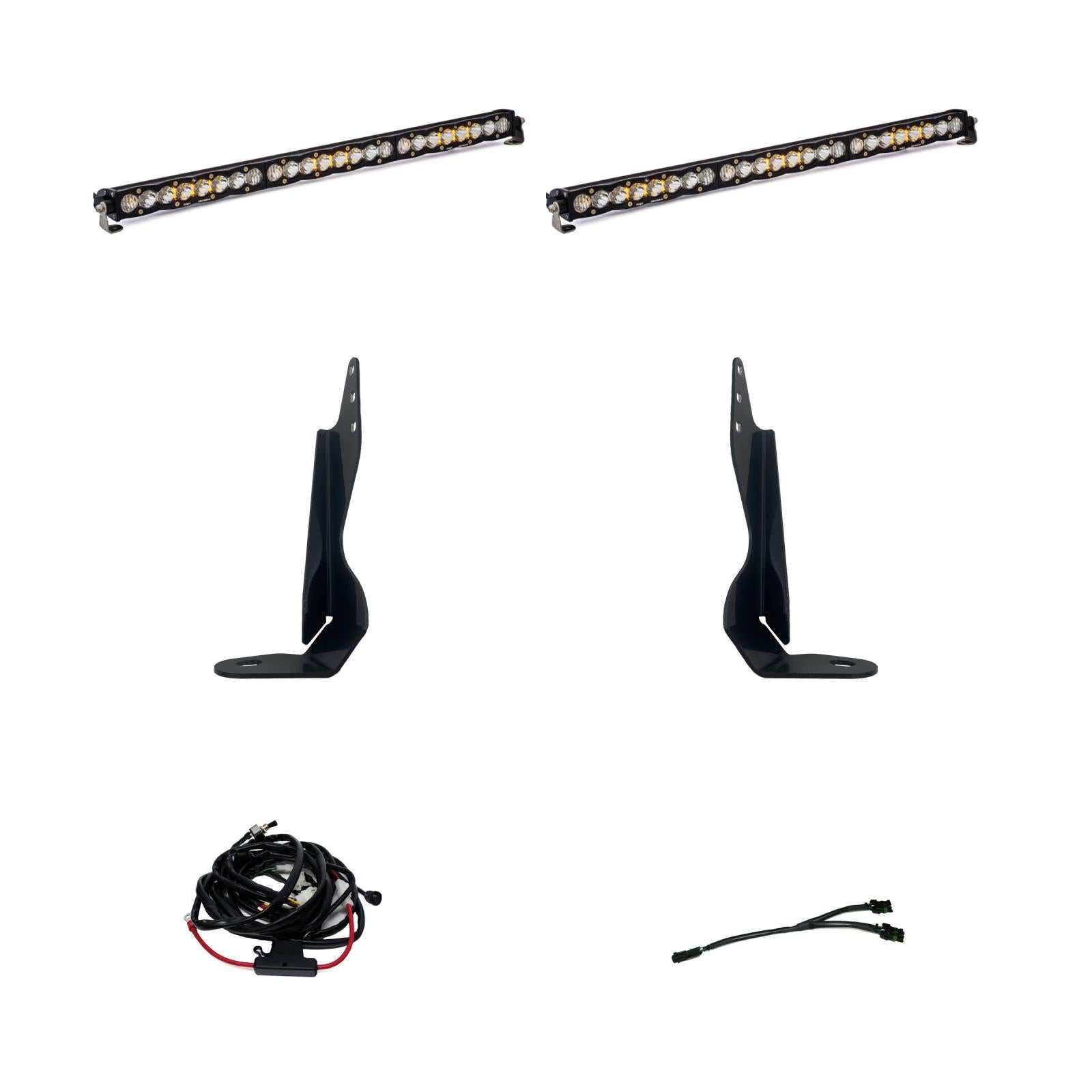 '20-22 Chevy/GMC 2500/3500 Baja Designs Dual 30" S8 Behind the Grille LED Light Bar Kit parts