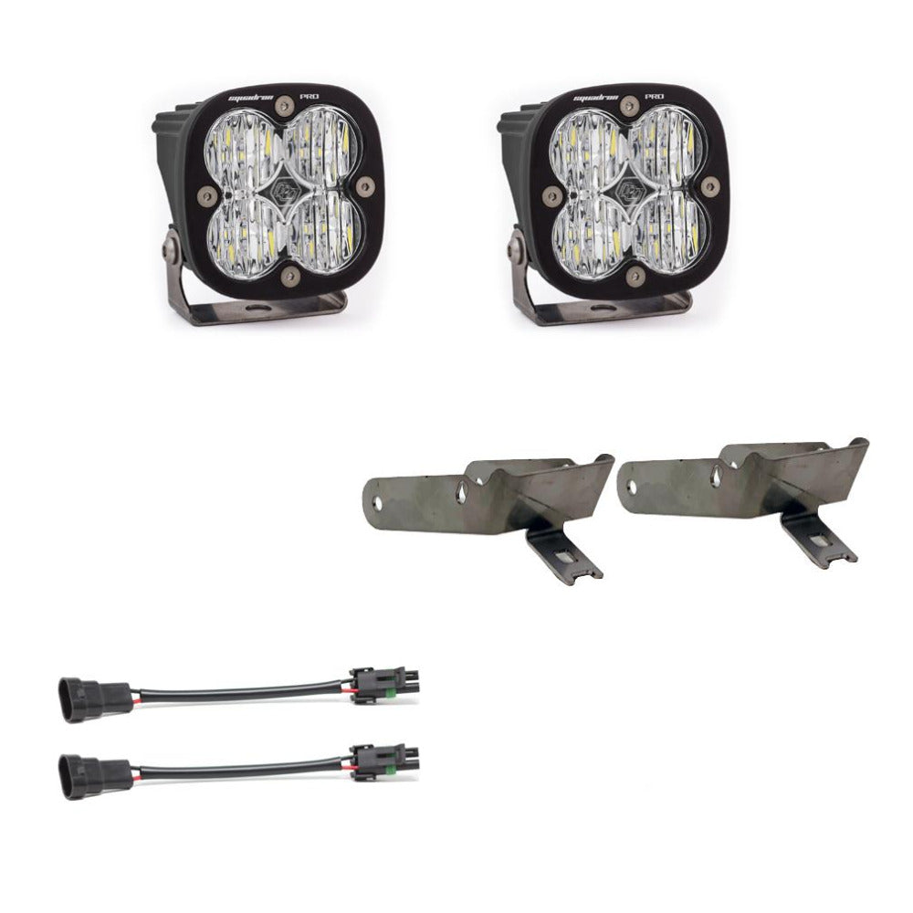 '99-10 Ford Super Duty Fog Pocket Kit Lighting Baja Designs Pro Model Display of Included Parts 