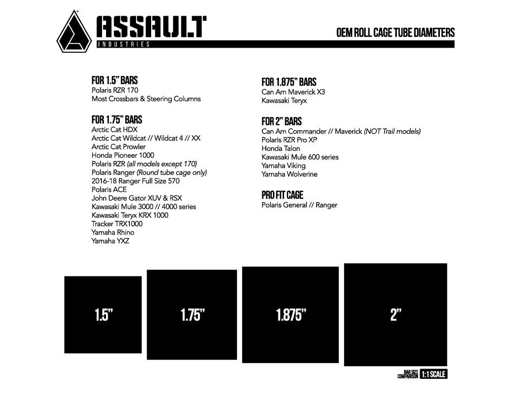 Assault Industries M10 Accessory Clamp diameter sheet