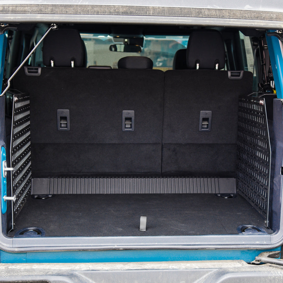 '21-24 Ford Bronco 4-Door Builtright Industries Molle Compatible Cargo Panel-Full Kit Display in Vehicle