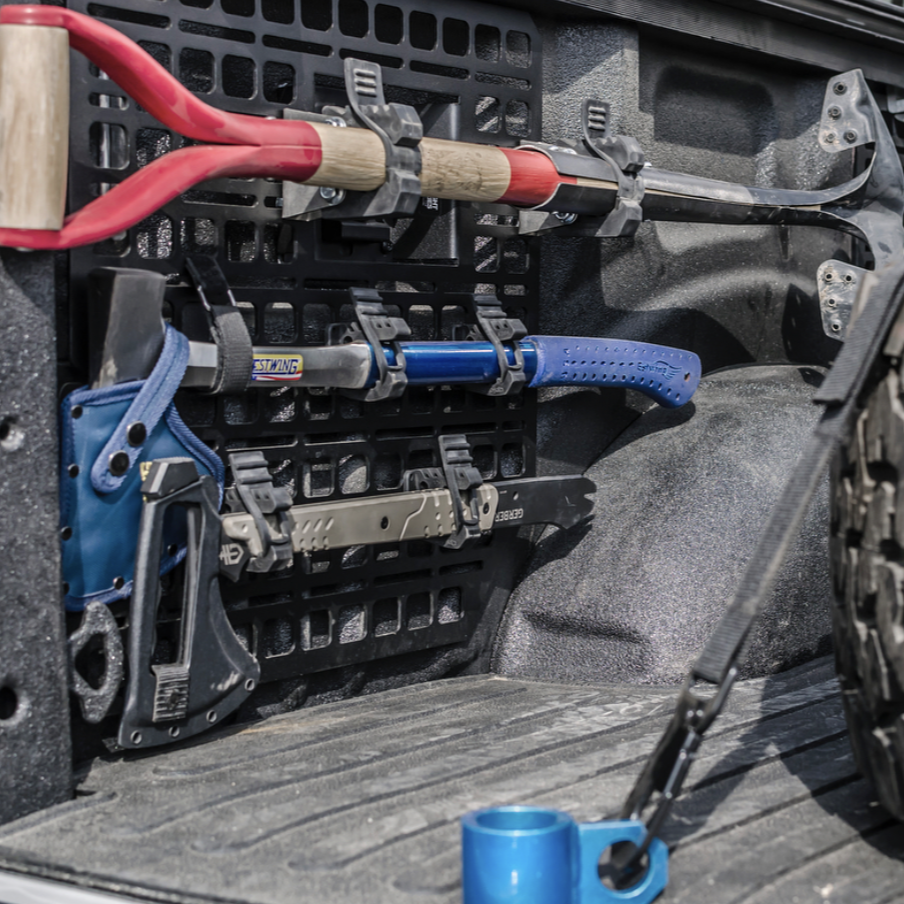 '17-23 Ford Raptor Driver Rear Panel Bedside Rack System BuiltRight industries display