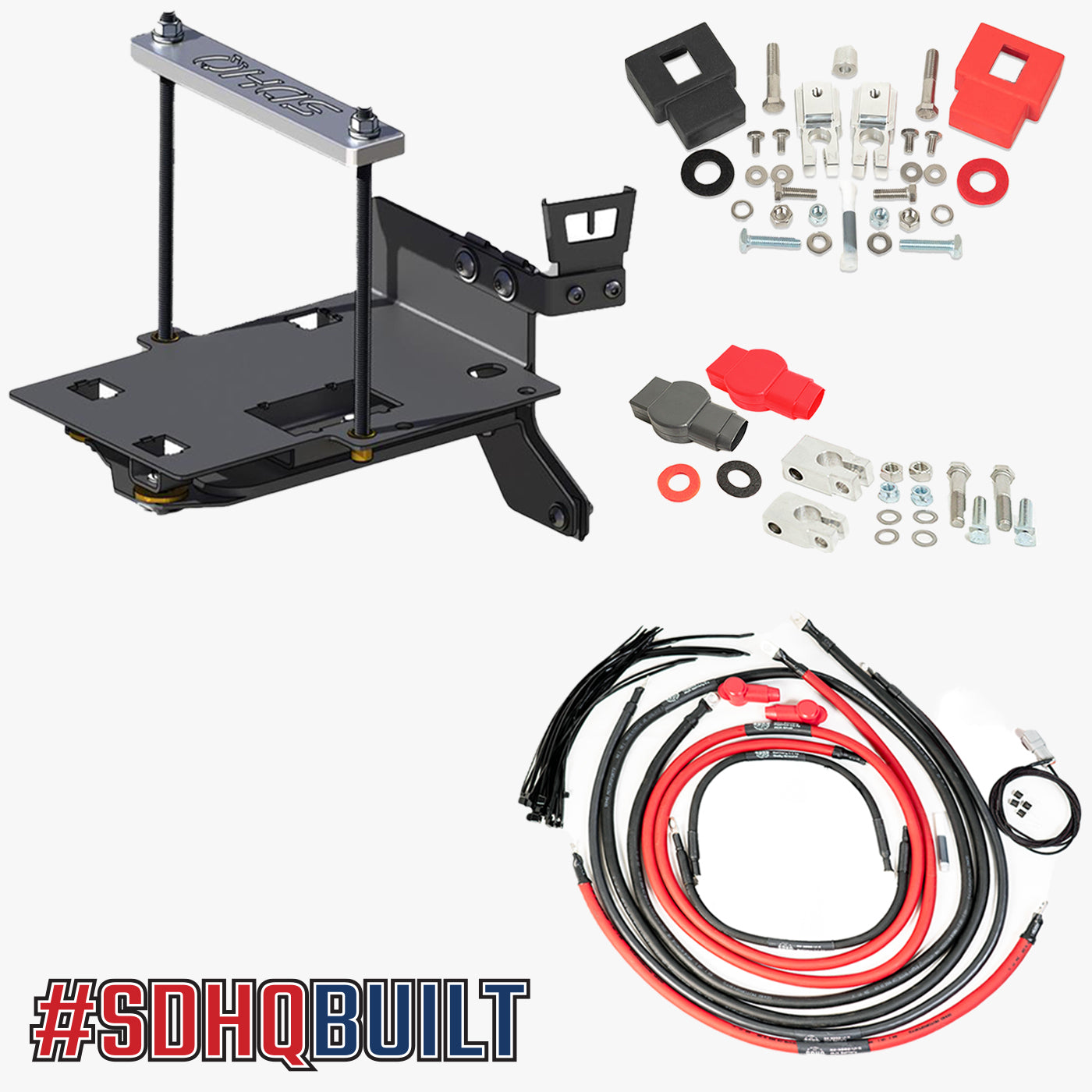 '08-21 200 Series Toyota Land Cruiser "Build your Own" SDHQ Dual Battery Kit display of included components