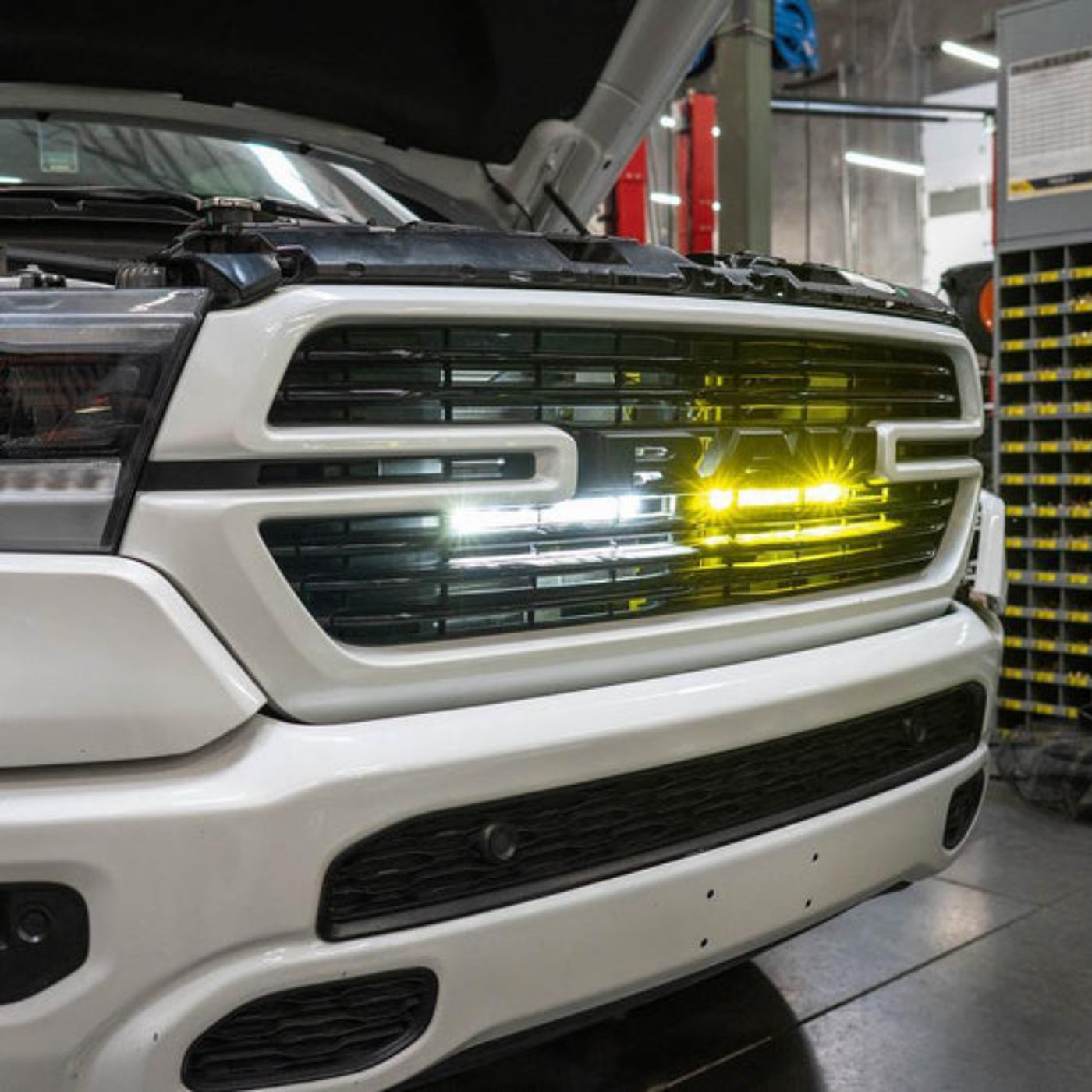 '19-25 Ram 1500 SDHQ Built "Build your Own" Behind the Grille LED Light Bar Mount installed 