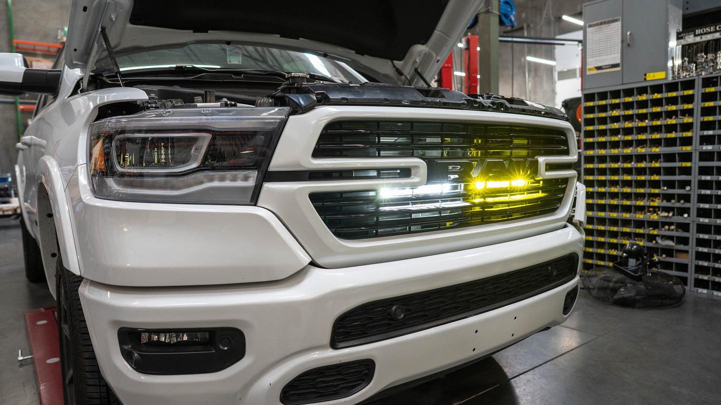 19 23 Ram 1500 SDHQ Built Behind the Grille LED Light Bar Mount