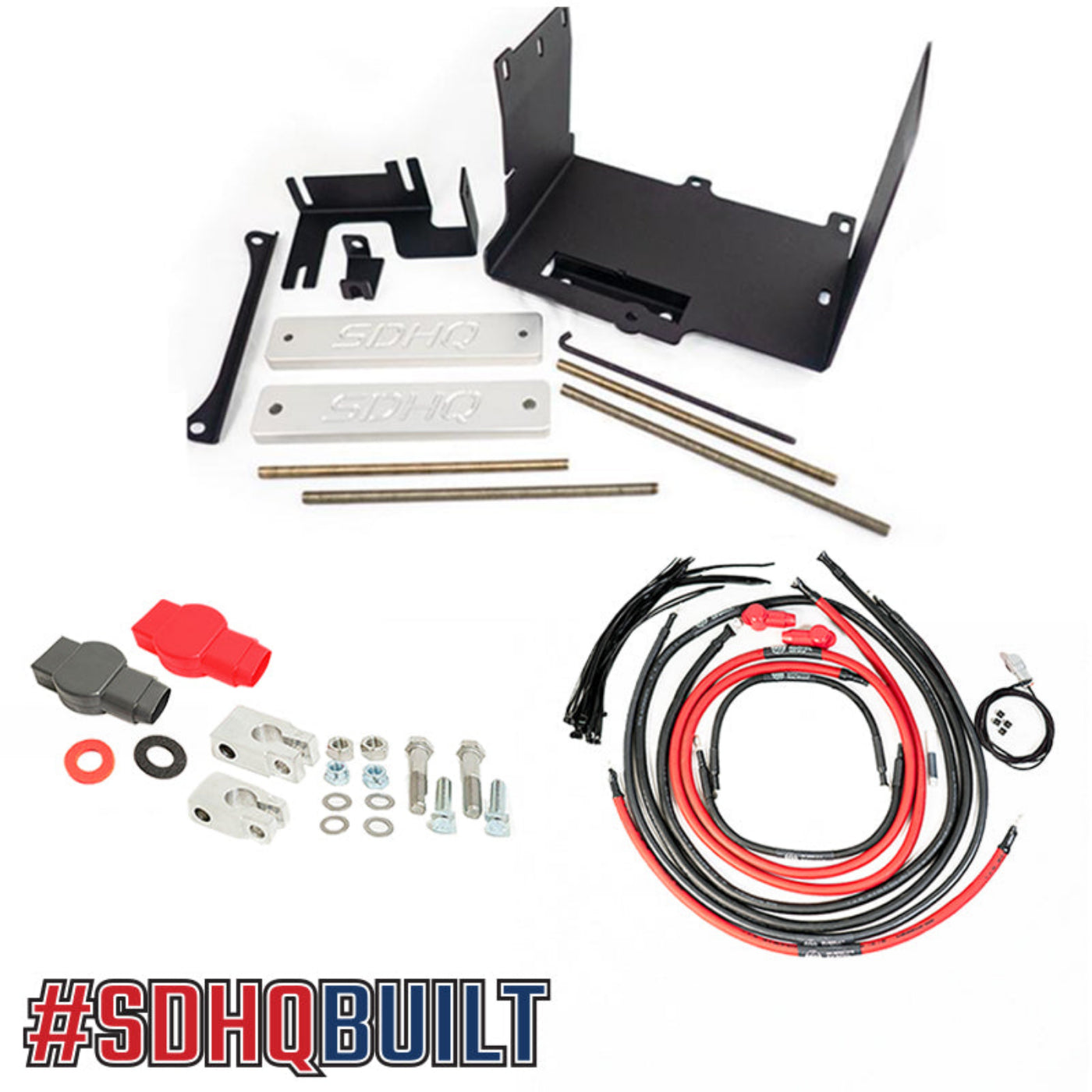 '16-23 Toyota Tacoma SDHQ Built "Build your Own" Dual Battery Kit display of included components