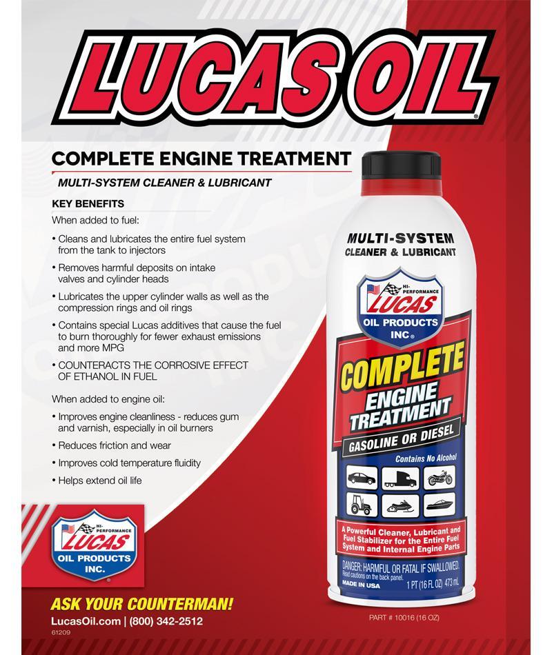 Complete Engine Treatment Fluid Oils and Grease Lucas Oil description
