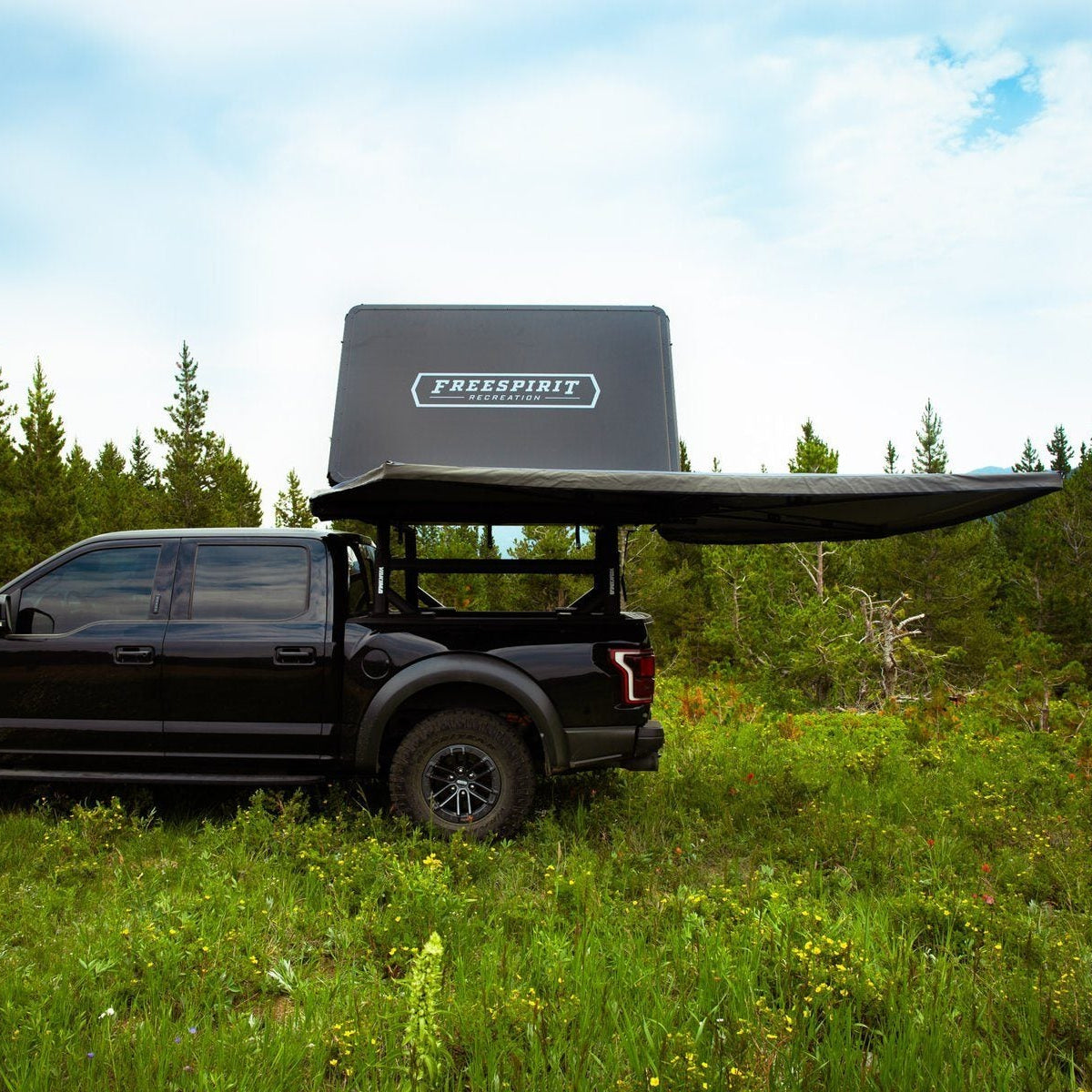 Freespirit Recreation Odyssey Series Hard Top 49" Roof Top Tent w/ Black Top Display on Vehicle 