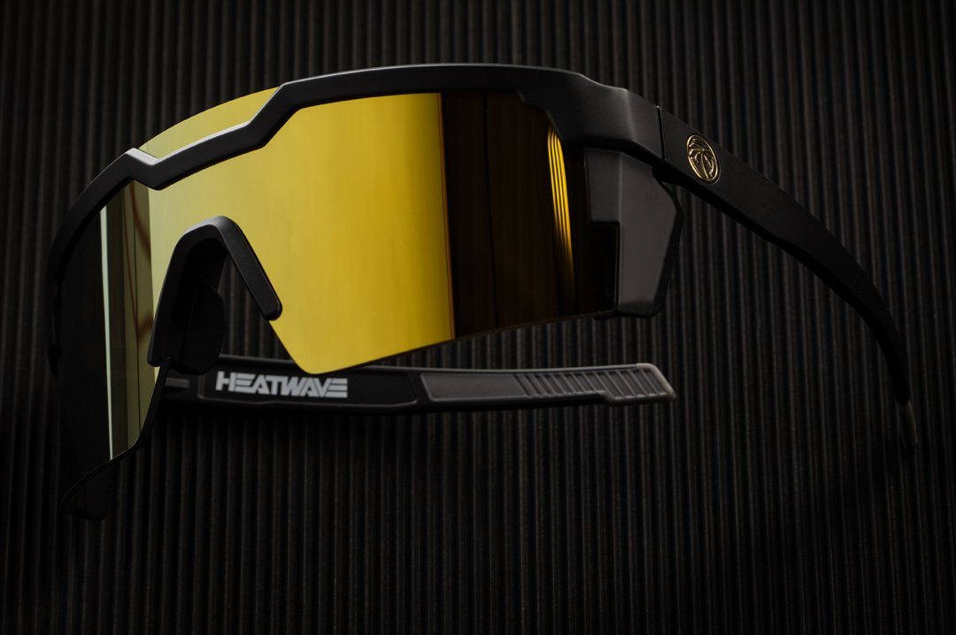Future Tech Black Frame Sunglasses - Gold Rush Lens Sunglasses Heatwave
