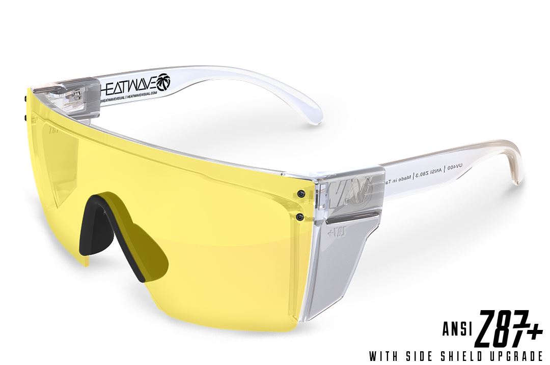 Lazer Face Series Clear Z.87 Sunglasses-Hi-Vis Yellow Lens Sunglasses Heatwave Yes Clear Side Shields 
