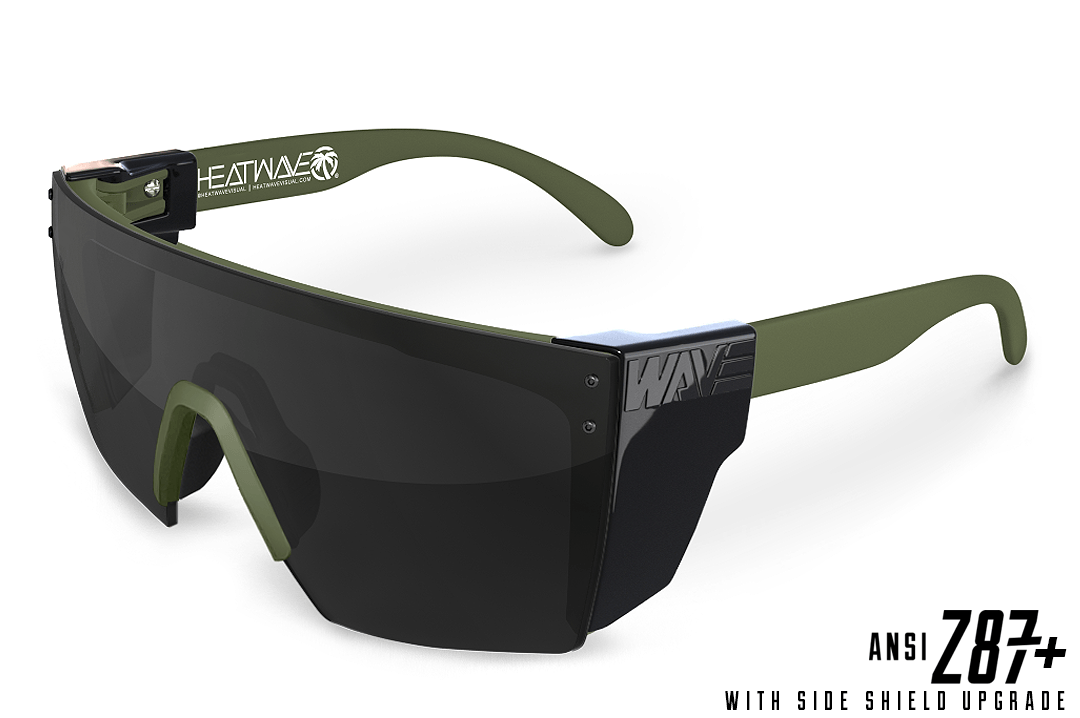 Black sunglasses with green top sides