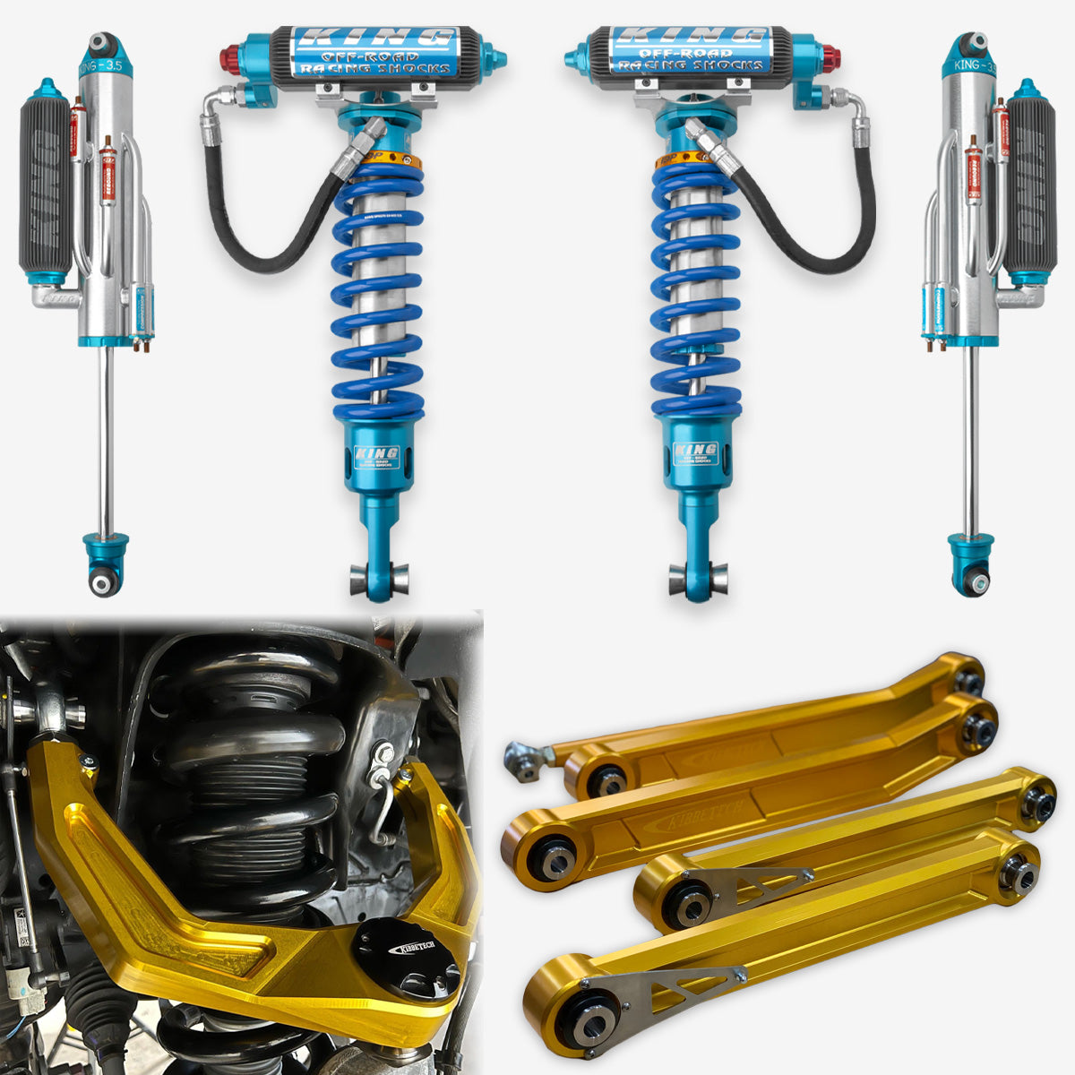 '21-23 Ram TRX King 3.0 RR Front Coilovers & 3.5 4-Tube BP Rear Shocks w/  Kibbetech UCA's & Rear Suspension Combo Kit