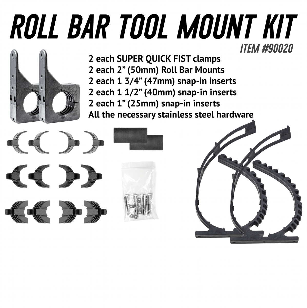 Roll Bar Tool Mount Kit Quick Fist Clamps parts