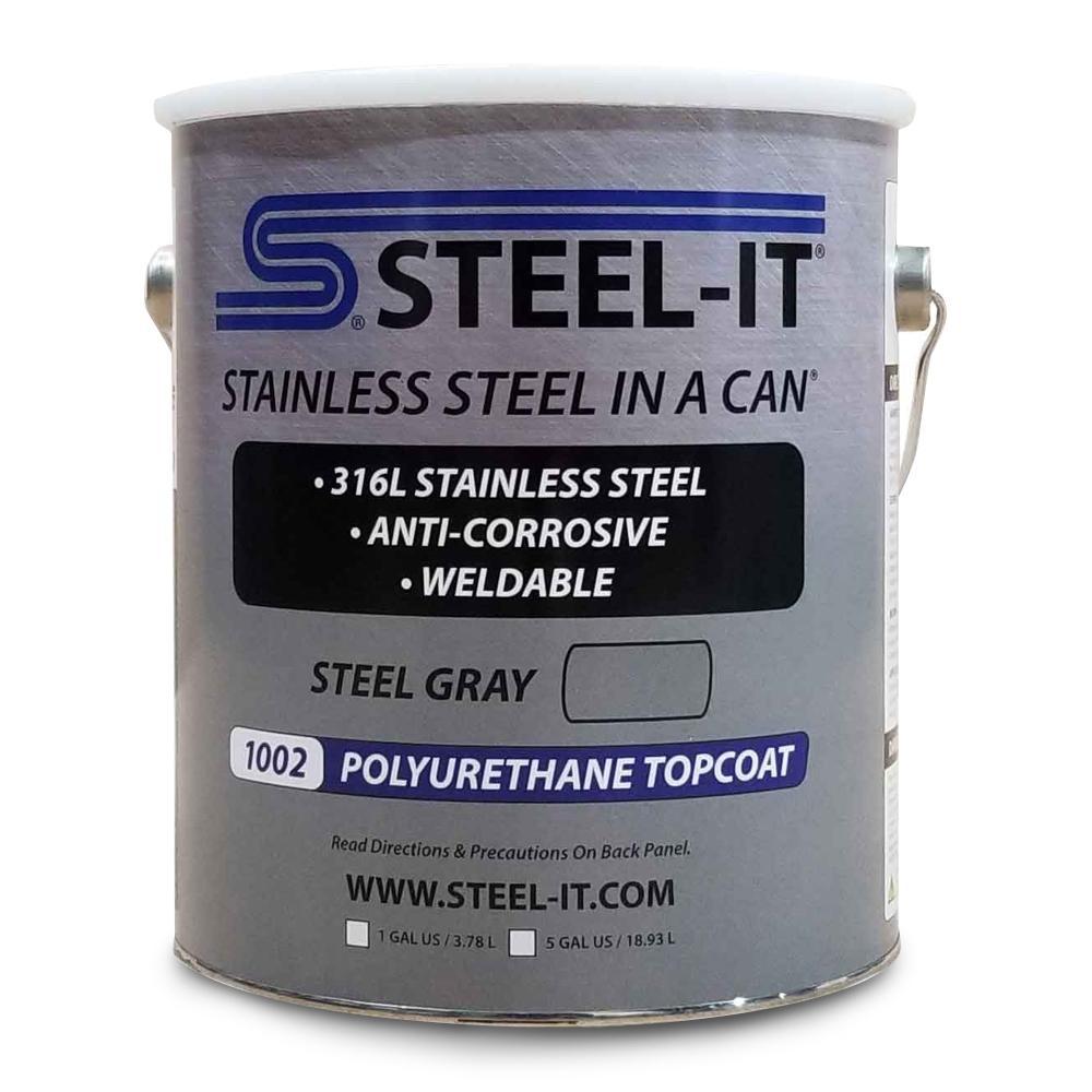 1002G Gray Polyurethane Topcoat-Gallon Paint Steel-It display