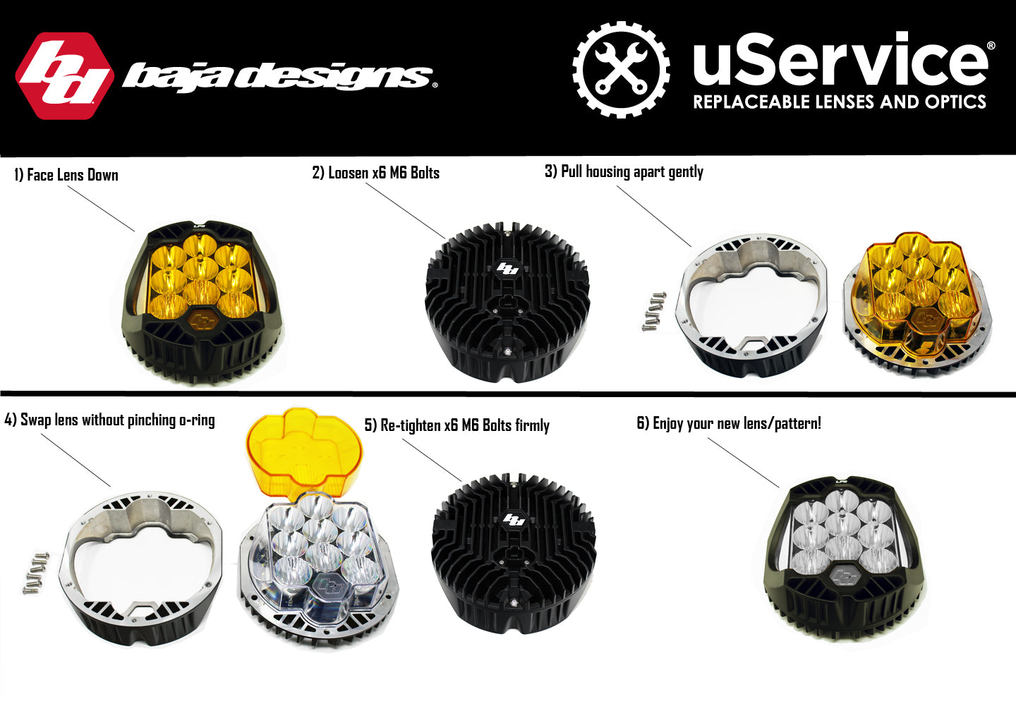 Baja Designs - LP6 Series Amber Driving/Combo Lens Kit designs